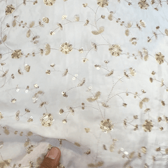 Dyeable Crepe Fabric with Floral Vine Pattern