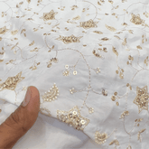 Dyeable Crepe Fabric with Floral Vine Pattern