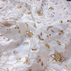 Dyeable Crepe Fabric with Floral Vine Pattern