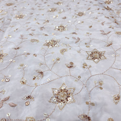 Dyeable Crepe Fabric with Floral Vine Pattern