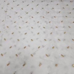 Dyeable Crepe Fabric with Gold Zari & Sequin Leaf Motif