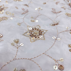 Dyeable Crepe Fabric with Floral Vine Pattern