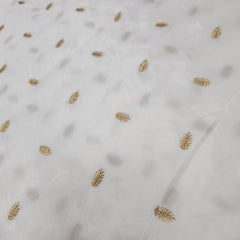 Dyeable Crepe Fabric with Gold Zari & Sequin Leaf Motif