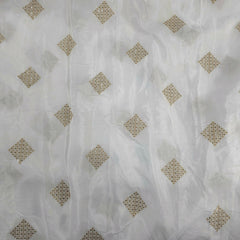 Dyeable Crepe Fabric with Gold Sequin & Zari Diamond Motif