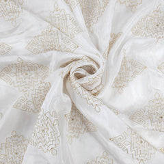 Dyeable Crepe Fabric with Gold Sequin & Zari Diamond Pattern