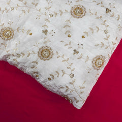 Handwork on Dyeable Crepe Fabric with all over floral Vine pattern