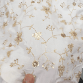 Dyeable Crepe Fabric with Floral Vine Pattern