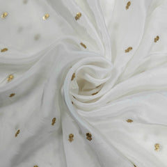 Dyeable Crepe Fabric with Gold Zari & Sequin Butta Motif