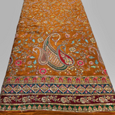 Mustard Crepe Fabric with Multicolor Embroidered & Paisley Border