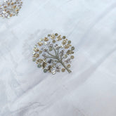 Dyeable Crepe Fabric with Gold Sequin & Zari work in Tree Motif