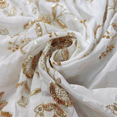Dyeable Crepe Fabric with all over Floral Vine Pattern