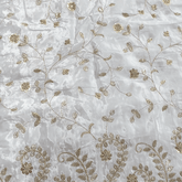 Dyeable Crepe Fabric with all over Floral Vine Pattern & Paisley Net Border