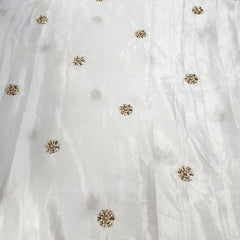 Dyeable Crepe Fabric with Light Gold Sequin & White Cutdana Butta work