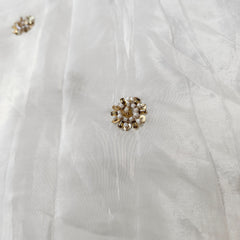Dyeable Crepe Fabric with Light Gold Sequin & White Cutdana Butta work