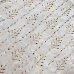 Dyeable Crepe Fabric with all over Vertical Lines with Floral Cutdana work