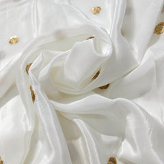 Dyeable Crepe Fabric with Gold Sequin Butta work
