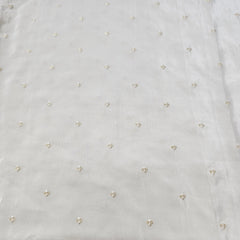 Dyeable Crepe Fabric with Gold Sequin Floral work