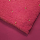 Crushed Tissue Two Tone Fabric with Pearl and Cutdana Work on Crimson Pink Base