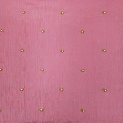 Crushed Tissue Two Tone Fabric with Pearl and Cutdana Work on Salmon Pink Base