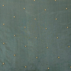 Crushed Tissue Two Tone Fabric with Pearl and Cutdana Work on Stone Green Color