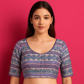 Manjusha Multi-Color Banarasi Brocade on Indigo Purple Base with Round Neckline