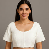 Chandni Chikankari & Sequin Work Blouse with Round Neckline