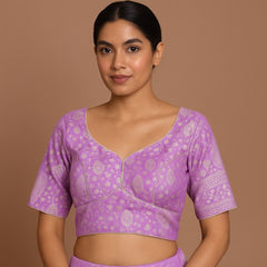 Nupur Lilac Color Banarasi Brocade Blouse with Sweetheart Neckline