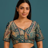 Bahaar Dola Silk Base Blouse with V Neckline