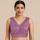 Raspberry Color Half Sleeves Blouse with V Neckline