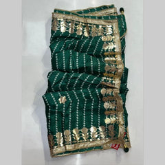Printed Bandhani Dark Green Dupatta with Gota Patti Border