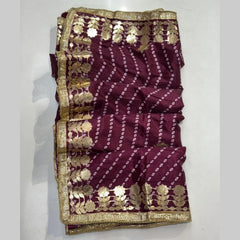 Printed Bandhani Royal Purple Dupatta with Gota Patti Border