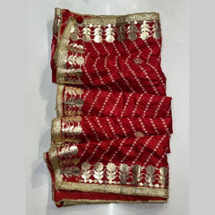 Printed Bandhani Red Dupatta with Gota Patti Border