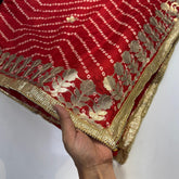 Printed Bandhani Red Dupatta with Gota Patti Border