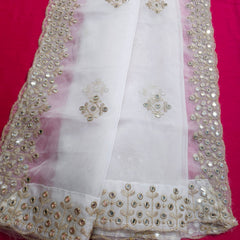 Dyeable Organza Dupatta with Mirror work
