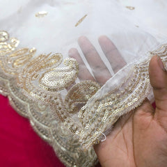 Dyeable Organza Dupatta with all over Paisley Butta Work & Border