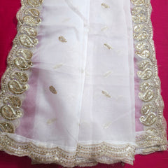 Dyeable Organza Dupatta with all over Paisley Butta Work & Border