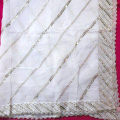Dyeable Organza Dupatta with Diagonal Lines