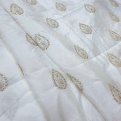 Embroidered Dyeable Raw Silk with all over Drop Shape Butta work & sequin Highlights