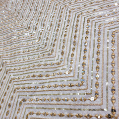 Embroidered Dyeable Raw Silk with Zig-Zag sequin & Zari Work
