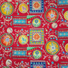 Tarkashi Off White Base Crepe with Multicolor Floral Embroidered Motifs