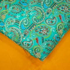 Mehraab Sea Green Crepe with Embroidered Multicolor Paisely Motifs