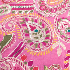 Mehraab Pastel Pink Crepe with Embroidered Multicolor Paisely Motifs