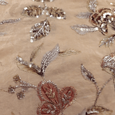Mehraab Beige Color on Crepe with Embroidered Multicolor Floral & Butterfly Motifs