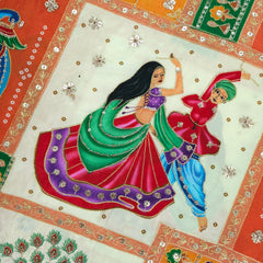 Navratri Dandiya Special Crepe Print with Embroidered Sequins - Ivory