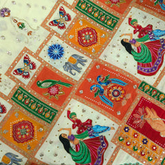 Navratri Dandiya Special Crepe Print with Embroidered Sequins - Ivory