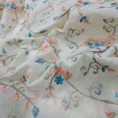 Noorban Off - White Base Cotton with Multicolor Floral Veil Pattern
