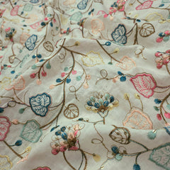 Noorban Off - White Base Cotton with Multicolor Floral Veil Pattern