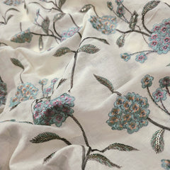 Noorban Off - White Base Cotton with Multicolor Floral Veil Pattern