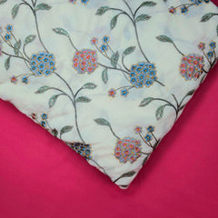 Noorban Off - White Base Cotton with Multicolor Floral Veil Pattern