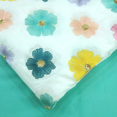 Rangeen Kaliyan Floral Multicolor Threadwork on White Cotton Base